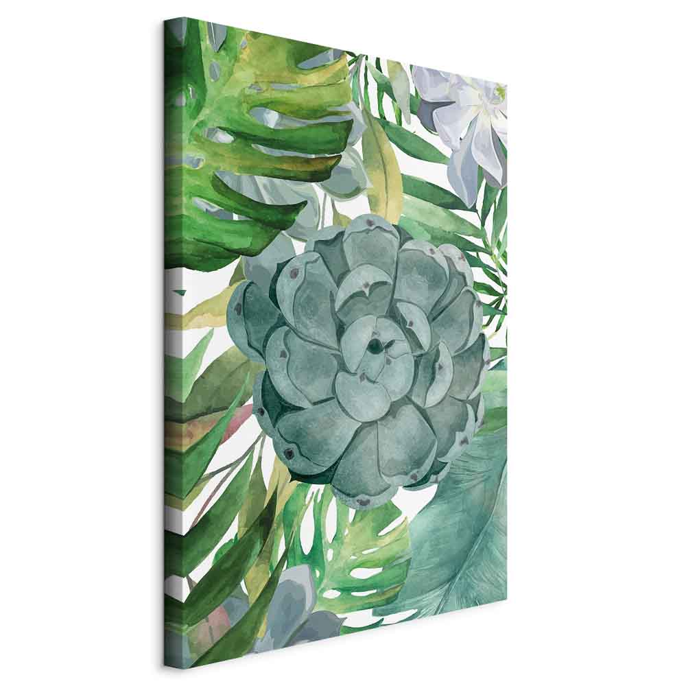 Tropical Flora Green Leaves Canvas Print