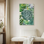 Tropical Flora Green Leaves Canvas Print