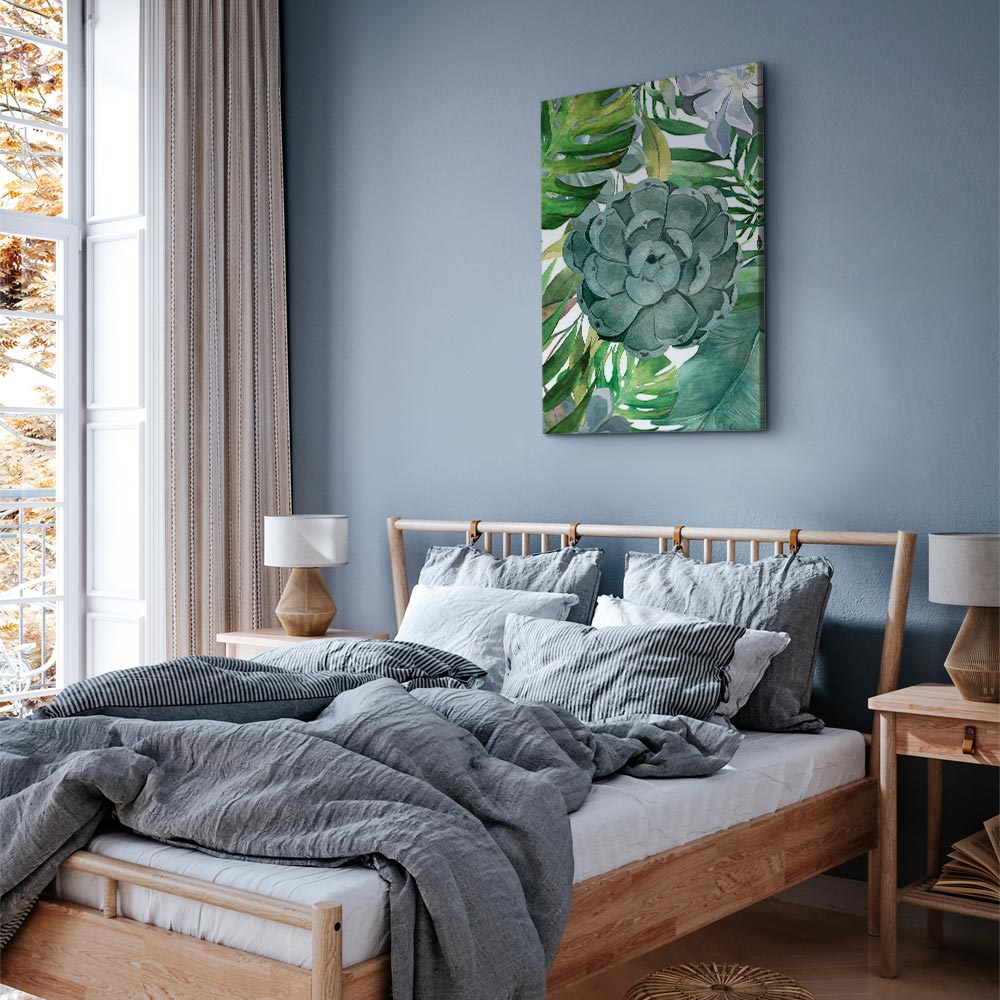 Tropical Flora Green Leaves Canvas Print