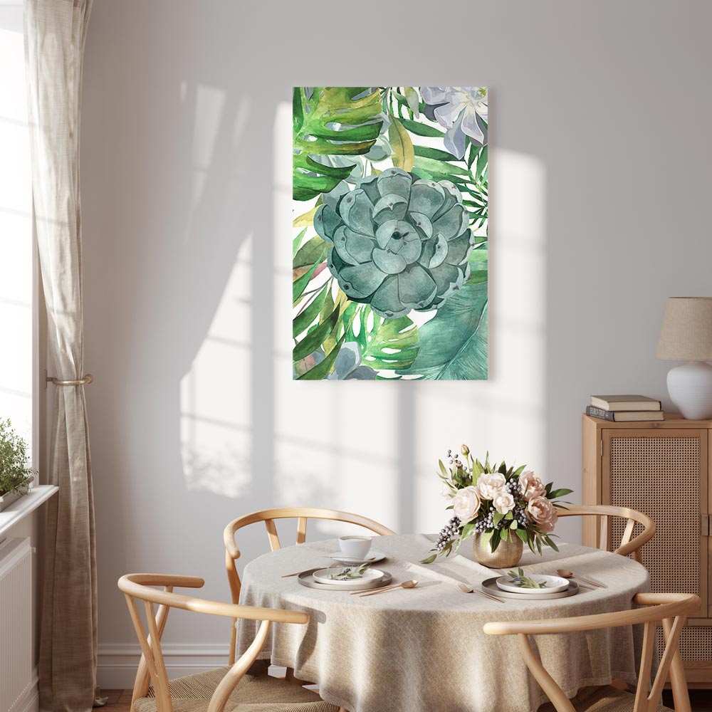 Tropical Flora Green Leaves Canvas Print