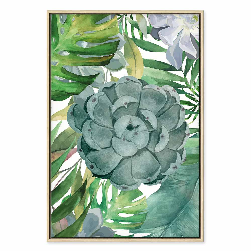 Tropical Flora Green Leaves Canvas Print
