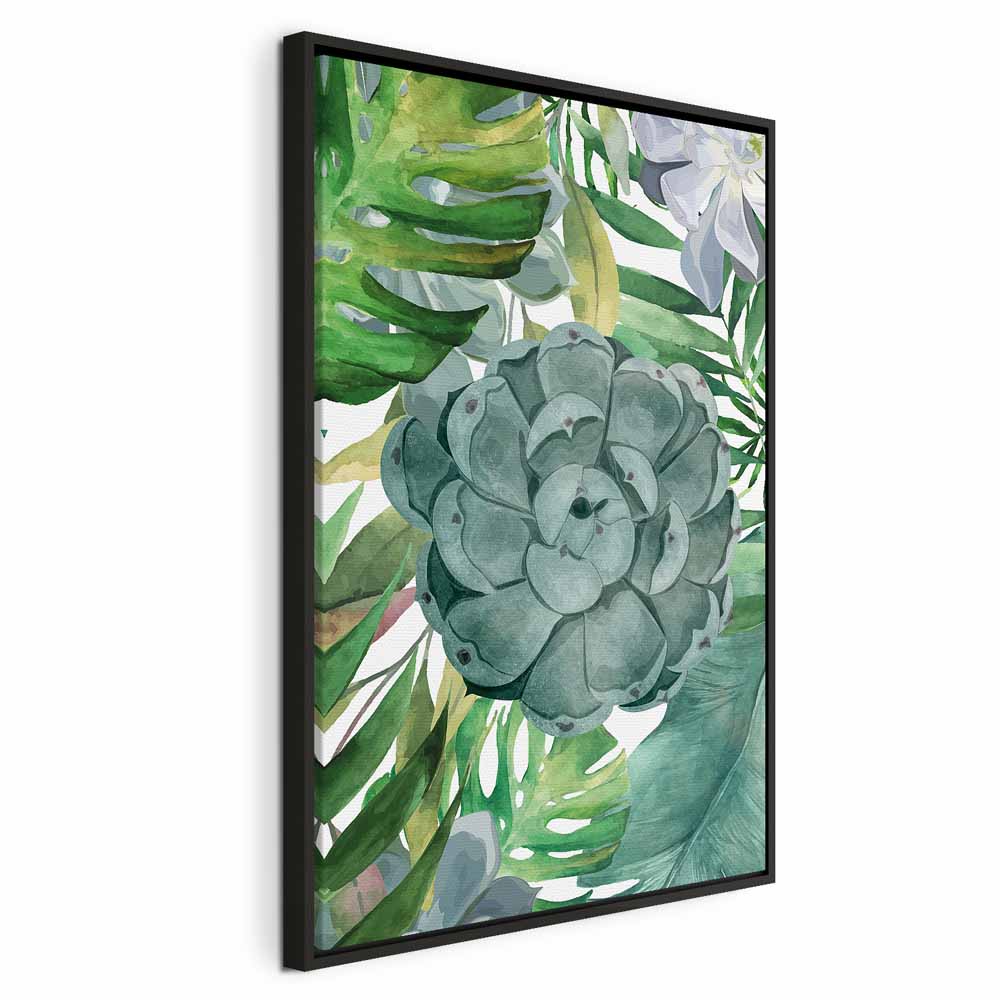 Tropical Flora Green Leaves Canvas Print
