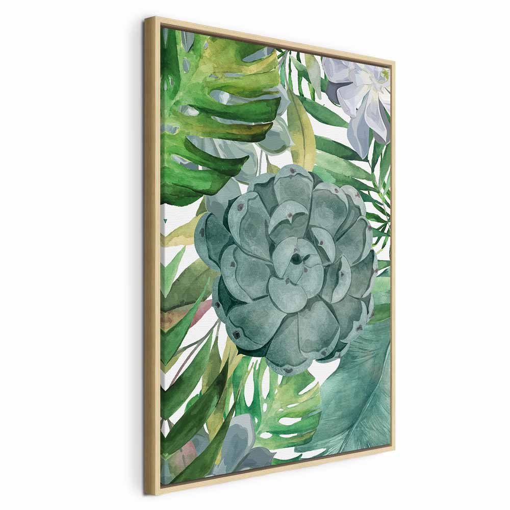 Tropical Flora Green Leaves Canvas Print