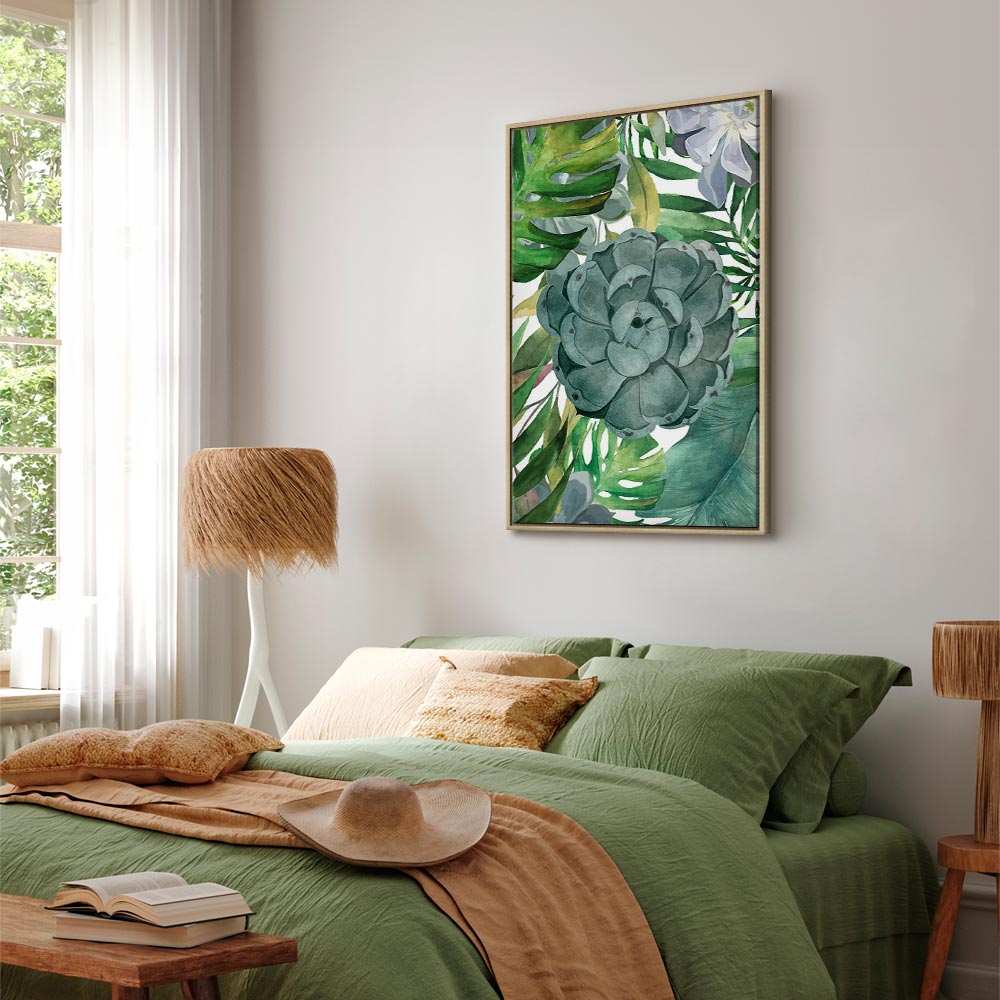 Tropical Flora Green Leaves Canvas Print
