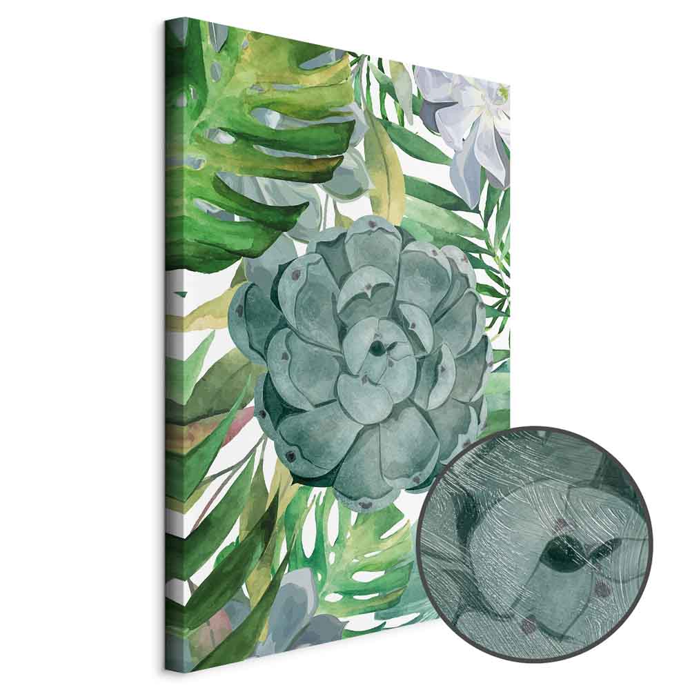 Tropical Flora Green Leaves Canvas Print