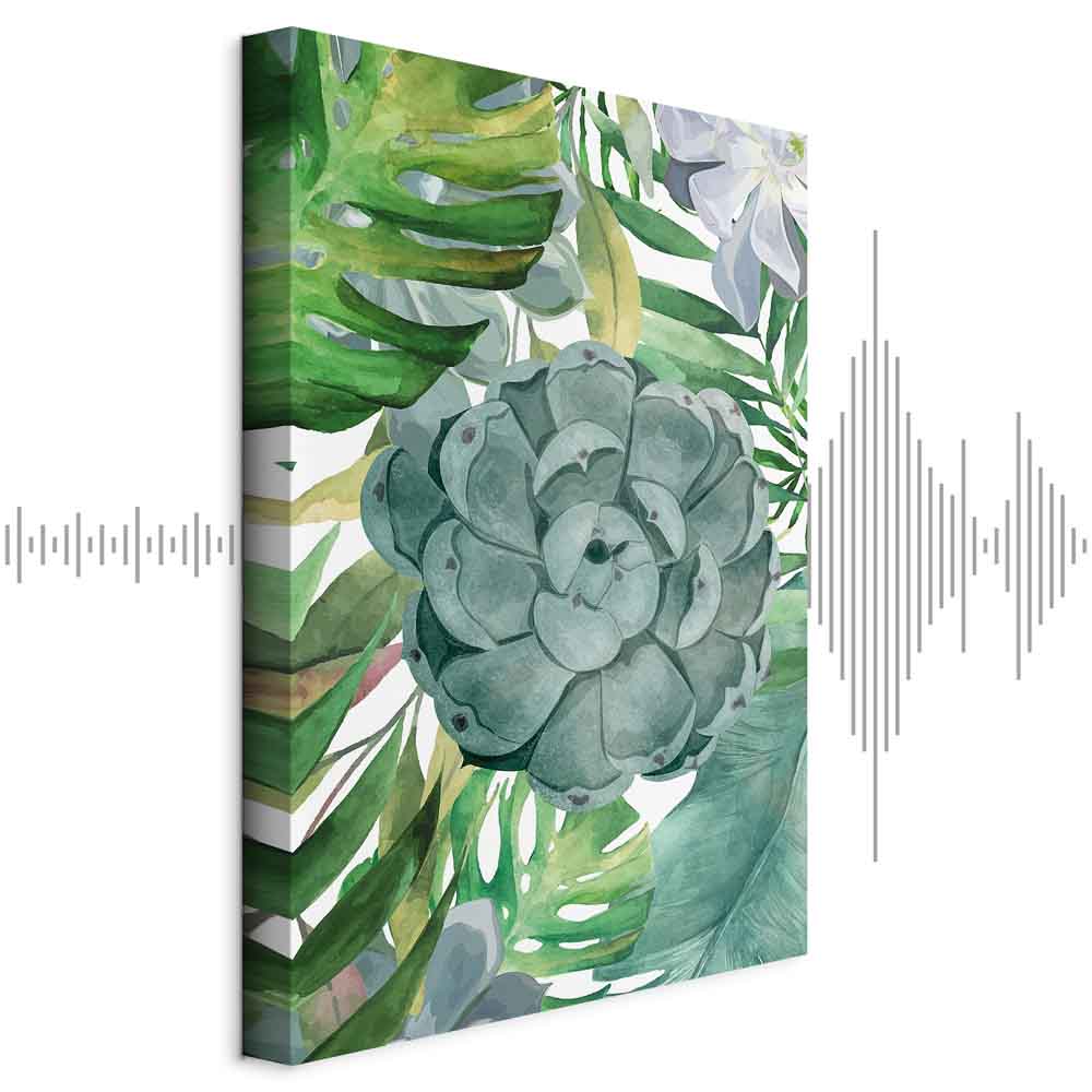Tropical Flora Green Leaves Canvas Print