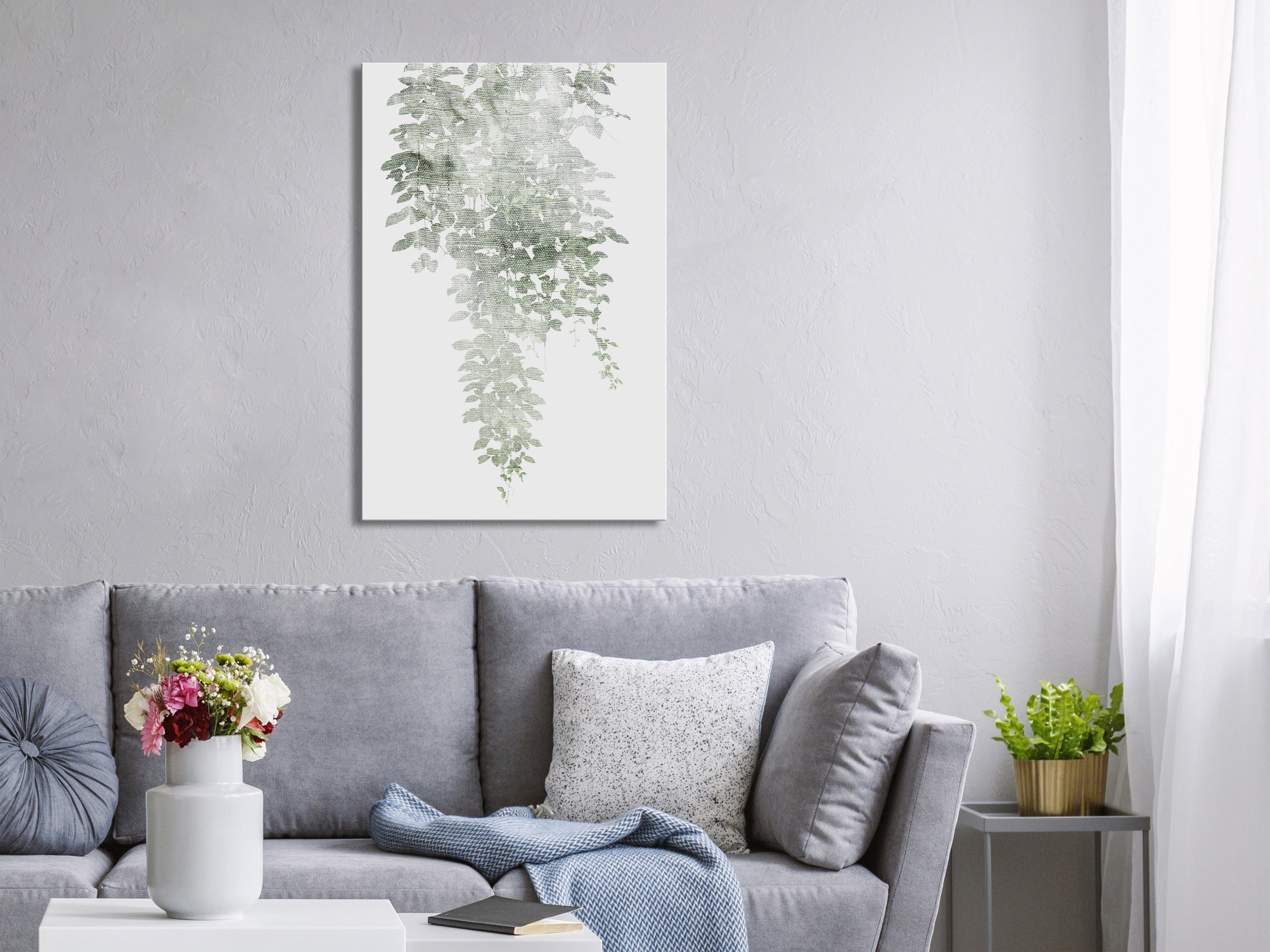 Stylish Canvas Print Featuring Green Cascade Design