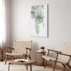 Green Cascade Leaves Vertical Canvas Print