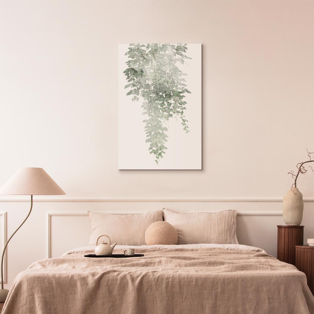 Green Cascade Leaves Vertical Canvas Print