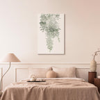 Green Cascade Leaves Vertical Canvas Print