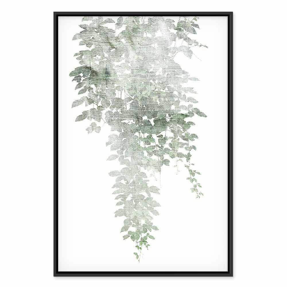 Green Cascade Leaves Vertical Canvas Print