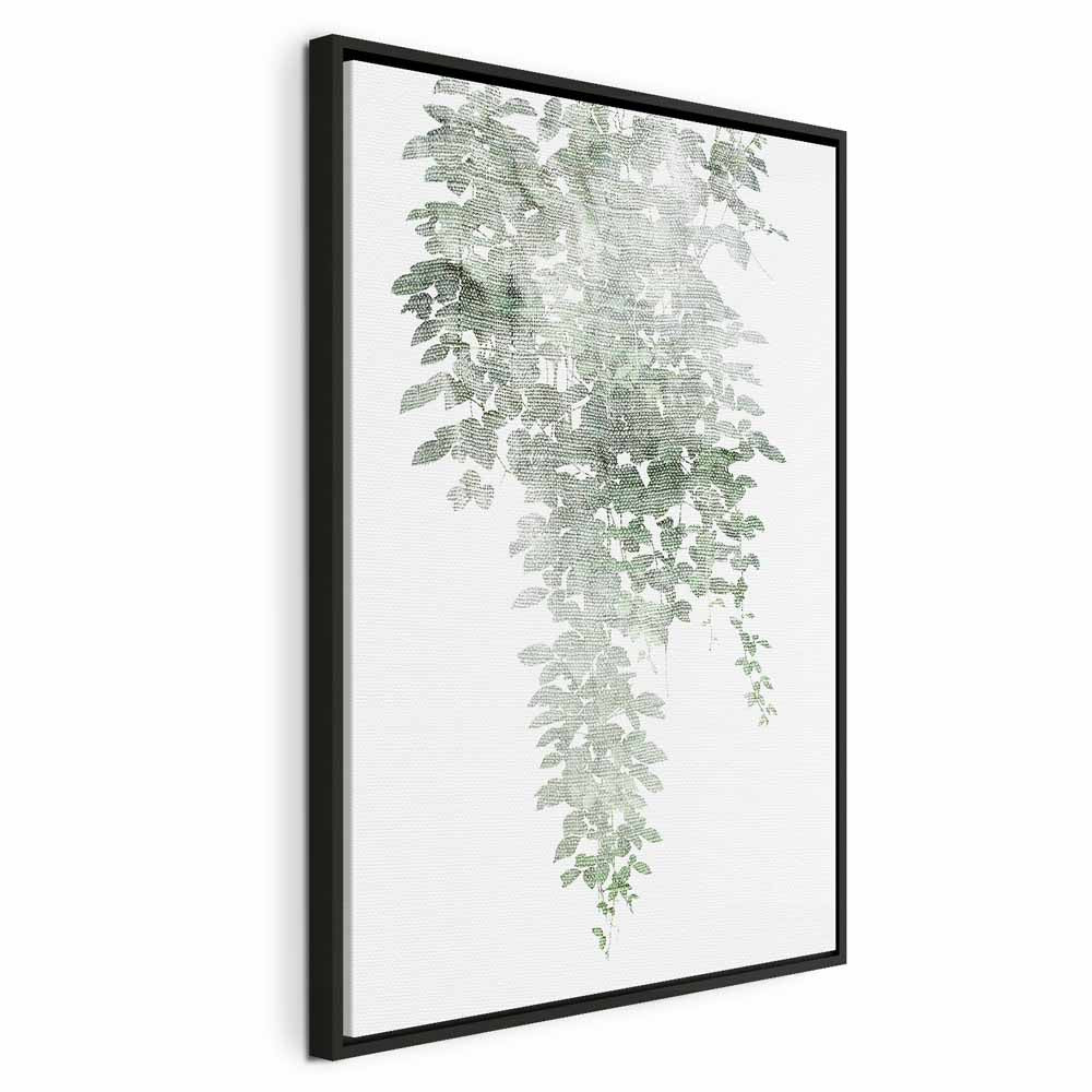 Green Cascade Leaves Vertical Canvas Print