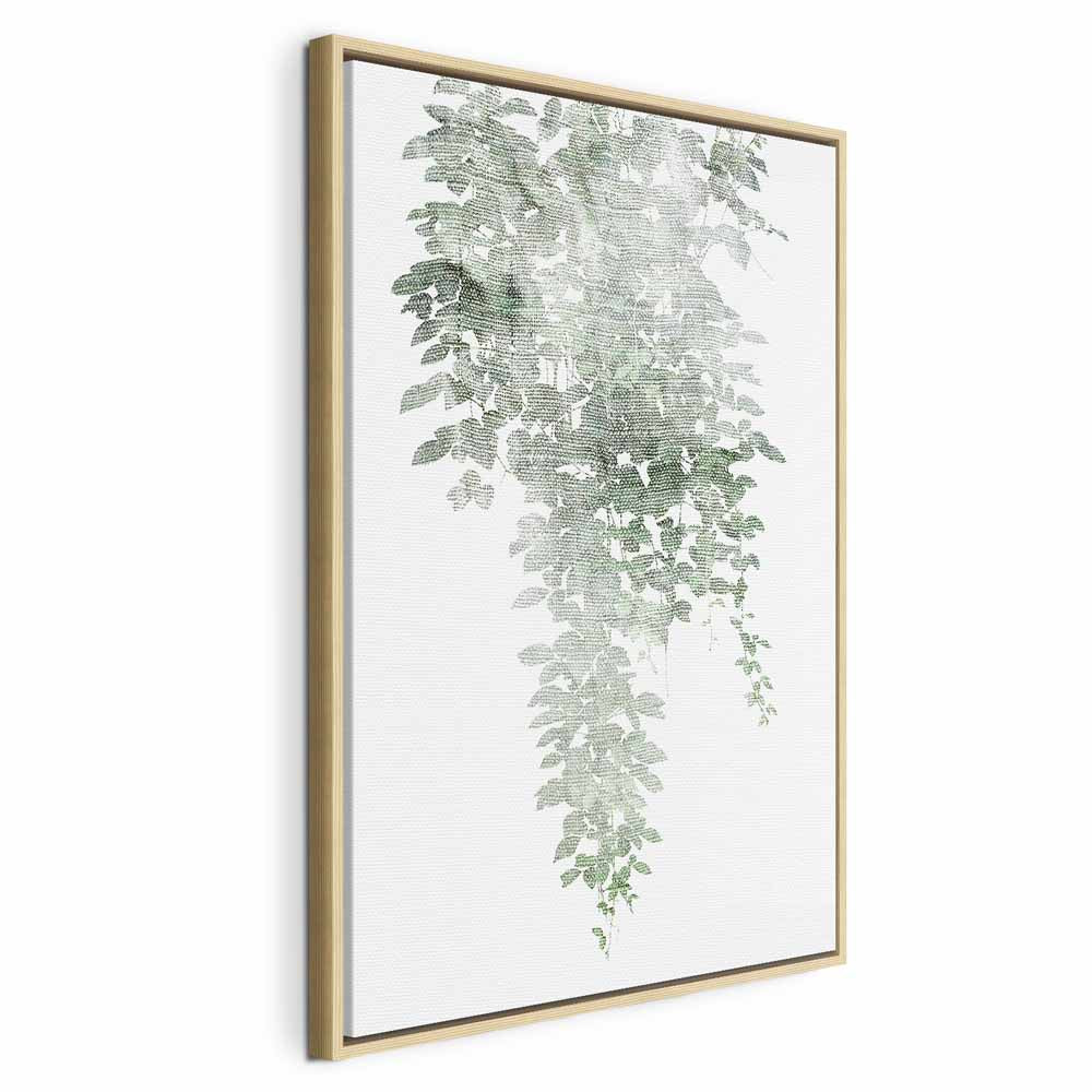 Green Cascade Leaves Vertical Canvas Print