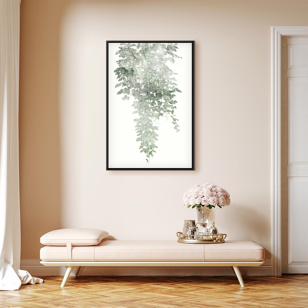 Green Cascade Leaves Vertical Canvas Print