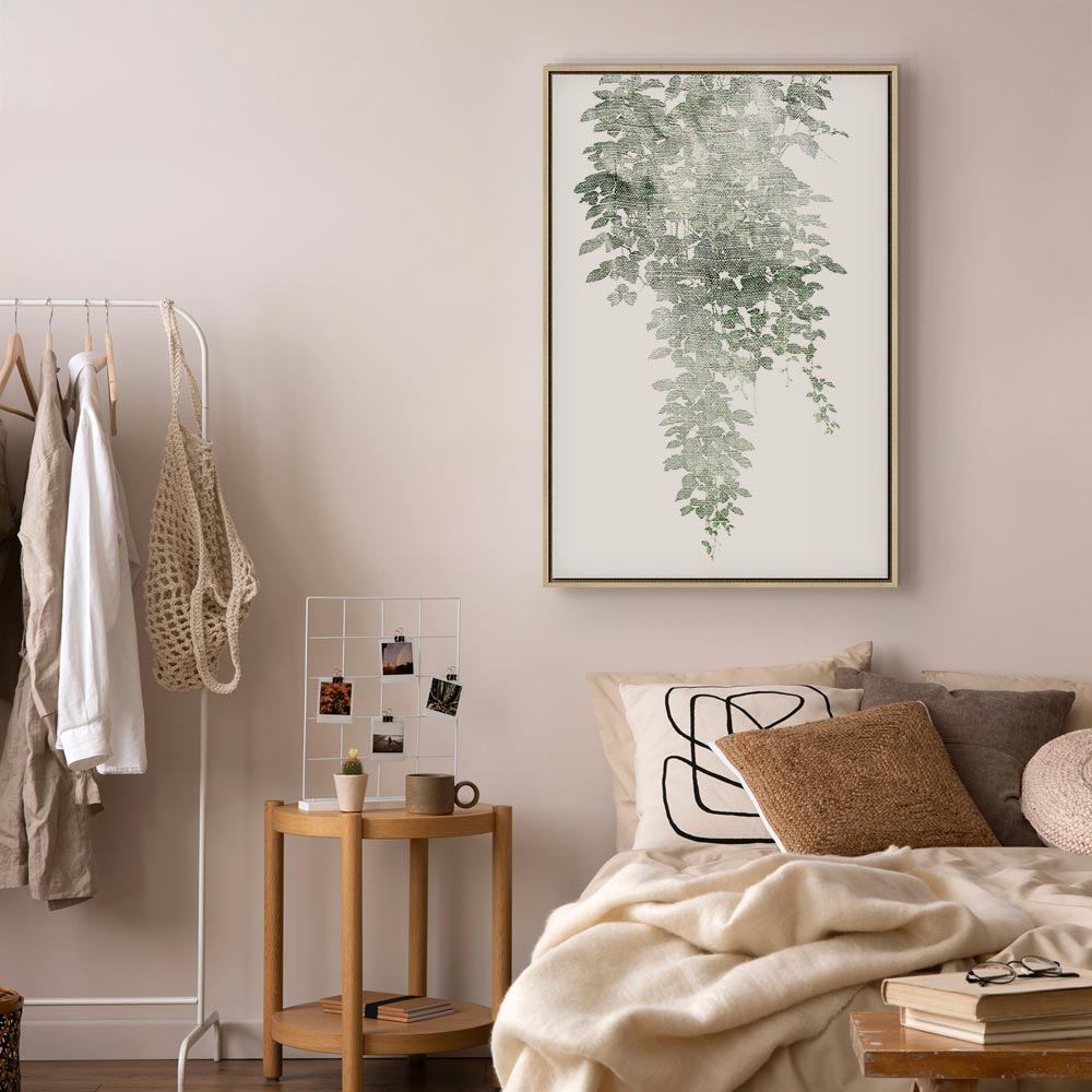 Green Cascade Leaves Vertical Canvas Print