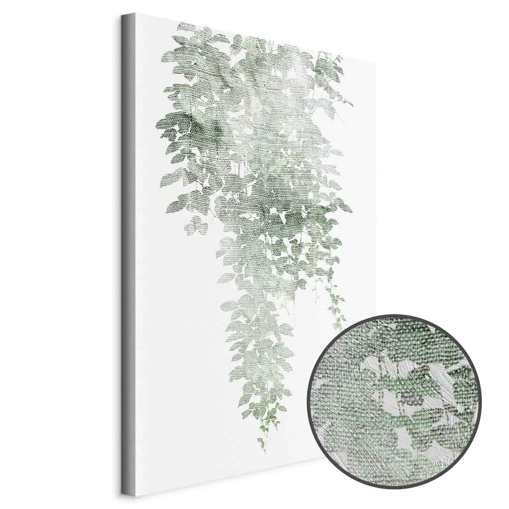 Green Cascade Leaves Vertical Canvas Print