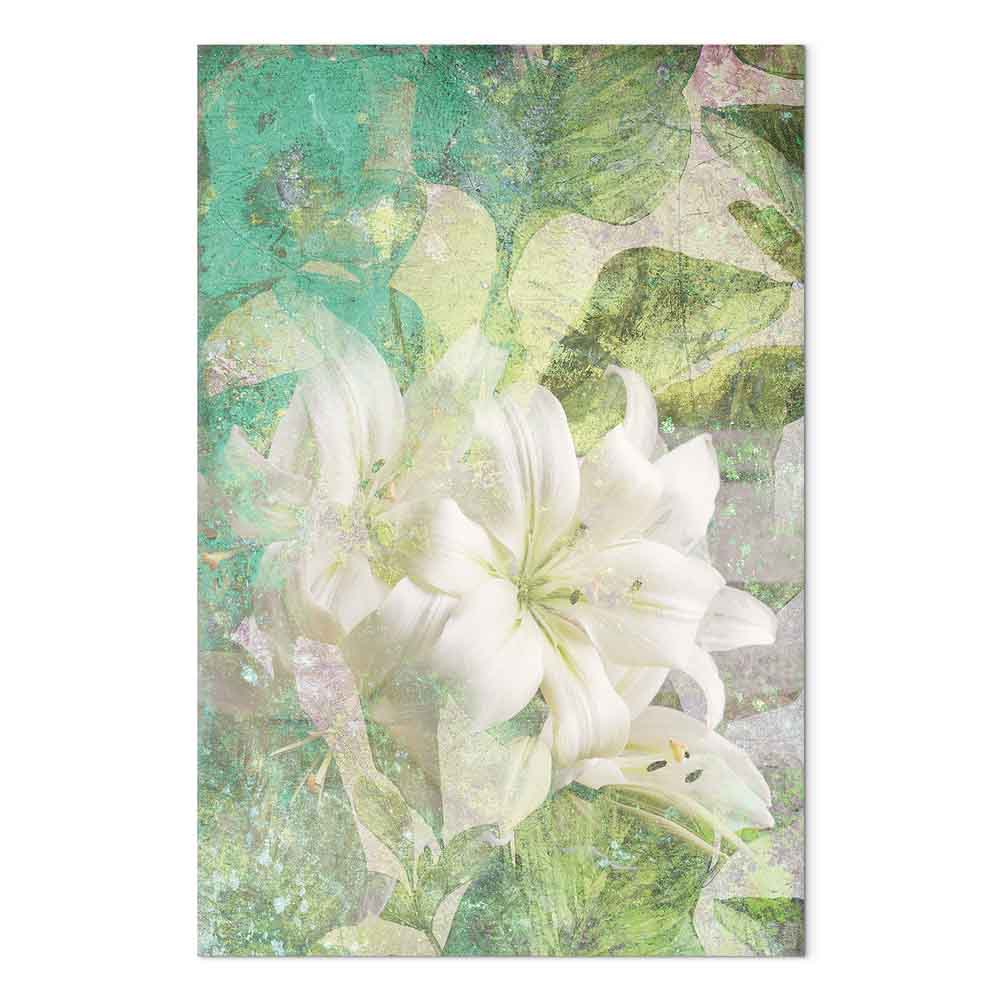 Green Lily Botanical Texture Canvas Print