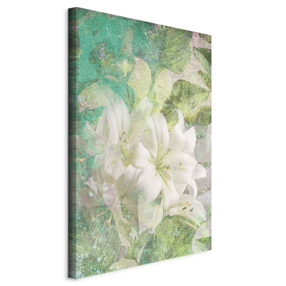 Green Lily Botanical Texture Canvas Print