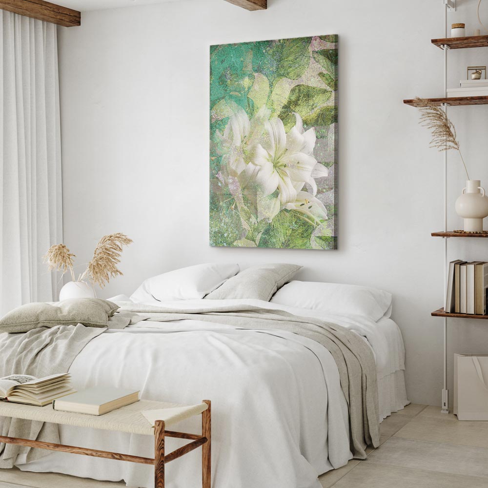 Green Lily Botanical Texture Canvas Print