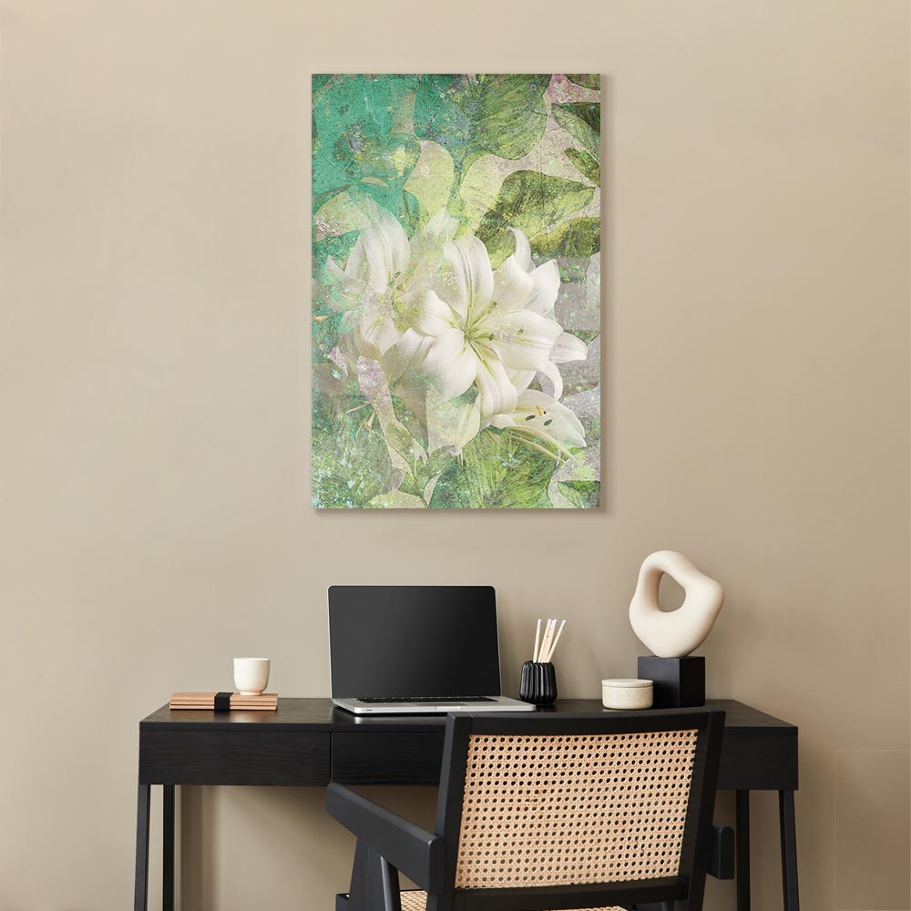 Green Lily Botanical Texture Canvas Print
