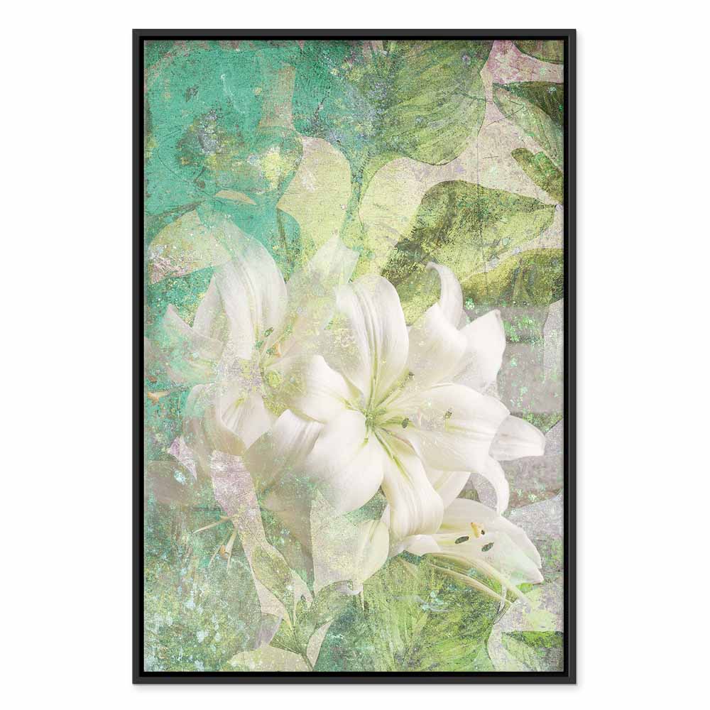 Green Lily Botanical Texture Canvas Print