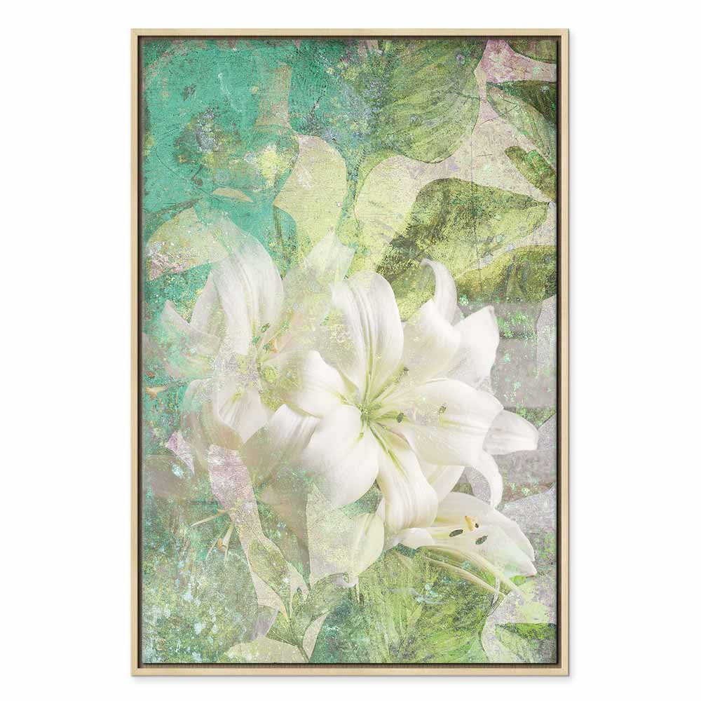 Green Lily Botanical Texture Canvas Print