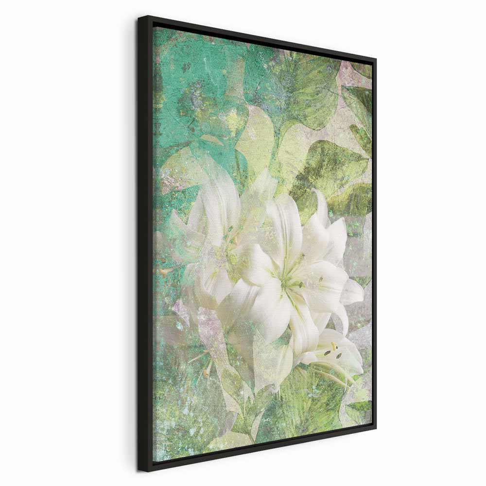 Green Lily Botanical Texture Canvas Print