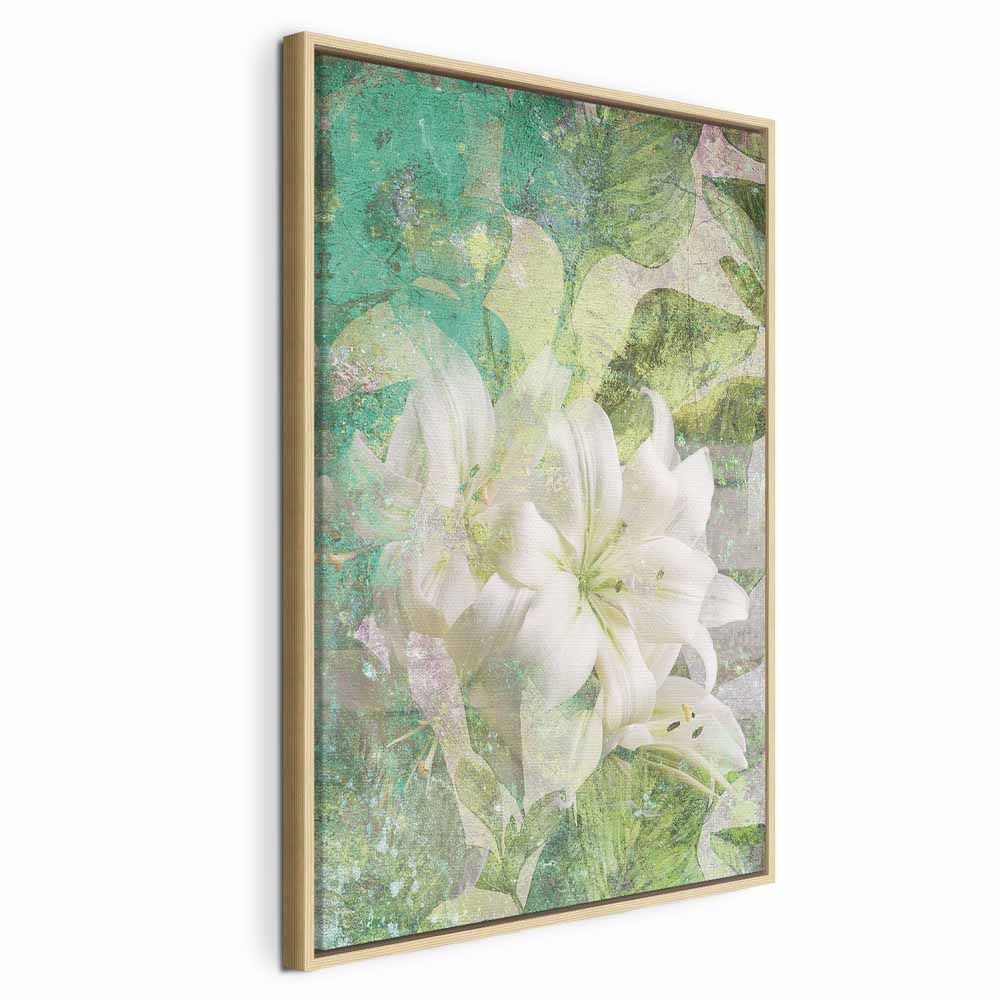 Green Lily Botanical Texture Canvas Print