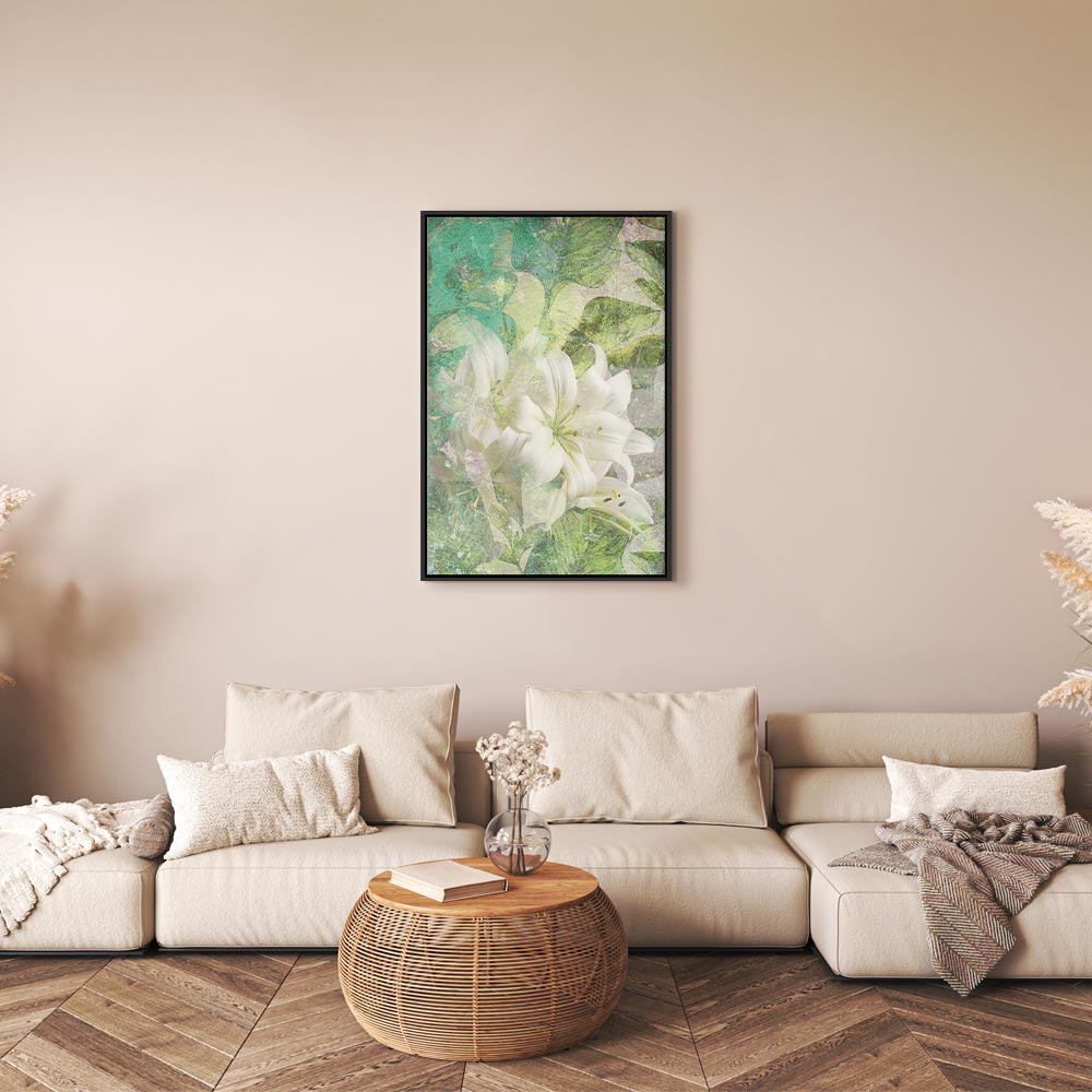 Green Lily Botanical Texture Canvas Print