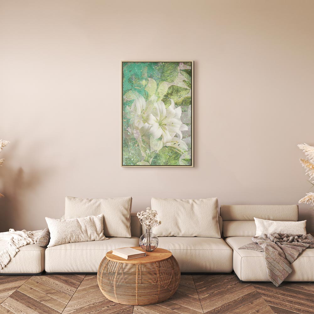 Green Lily Botanical Texture Canvas Print