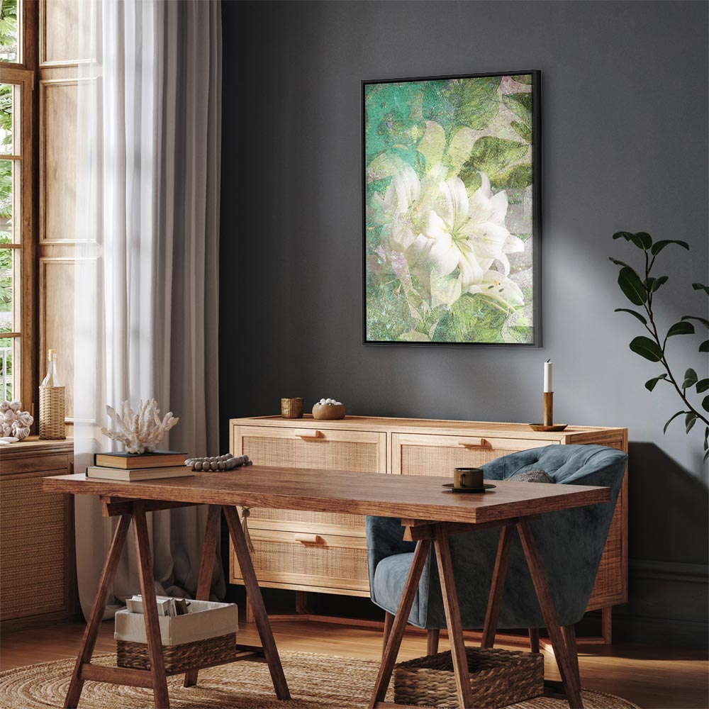 Green Lily Botanical Texture Canvas Print