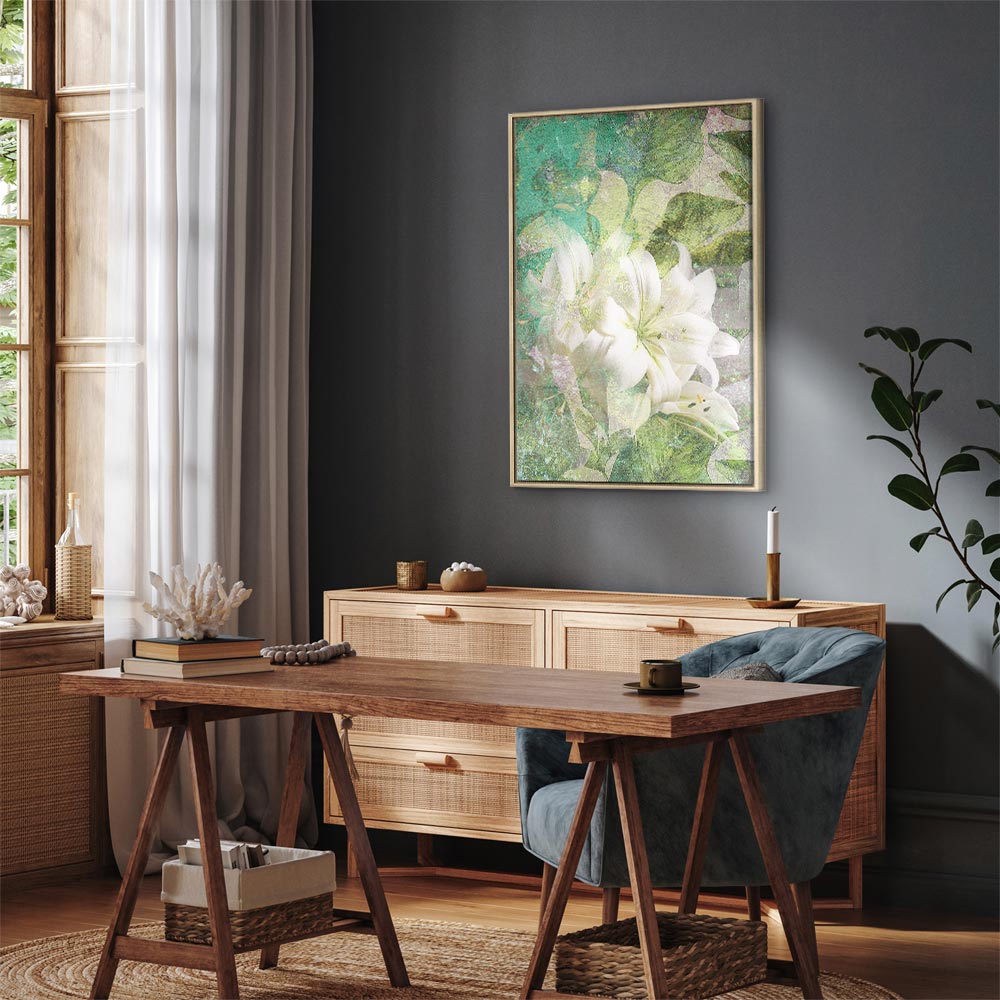 Green Lily Botanical Texture Canvas Print