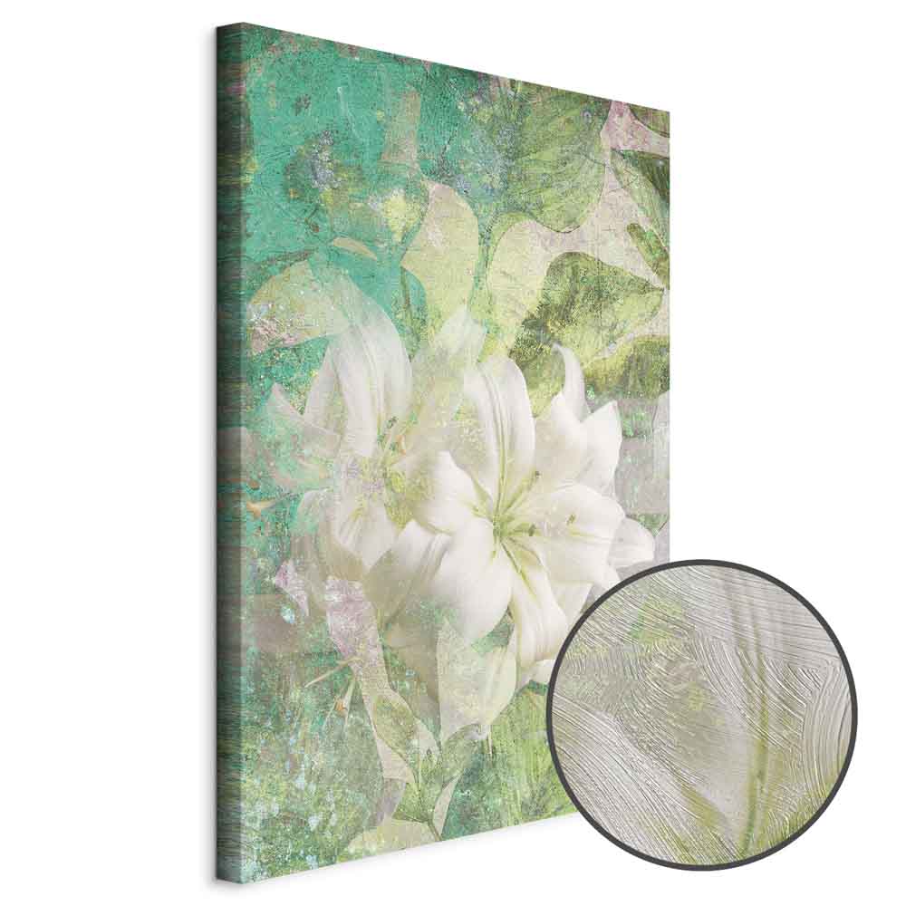 Green Lily Botanical Texture Canvas Print