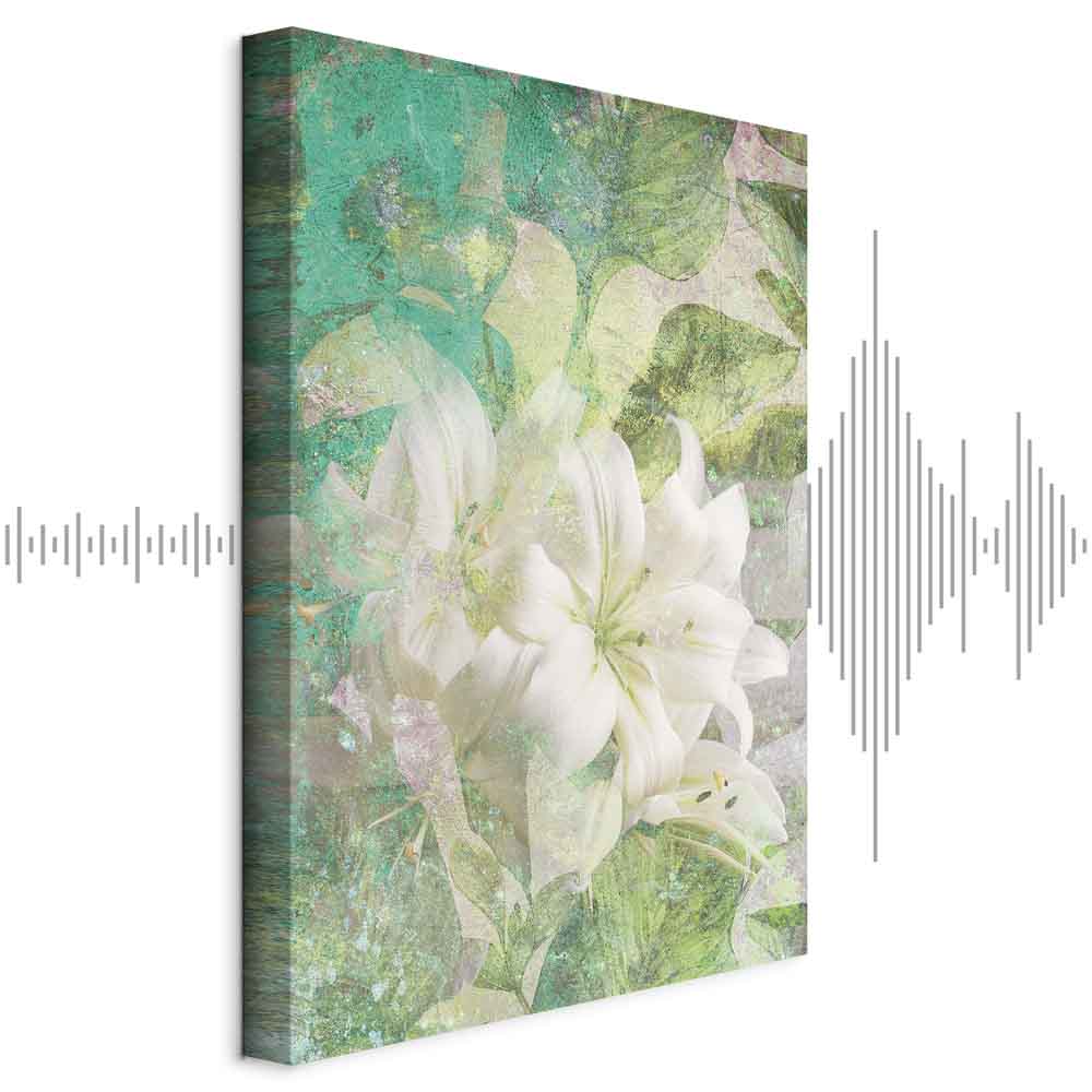 Green Lily Botanical Texture Canvas Print