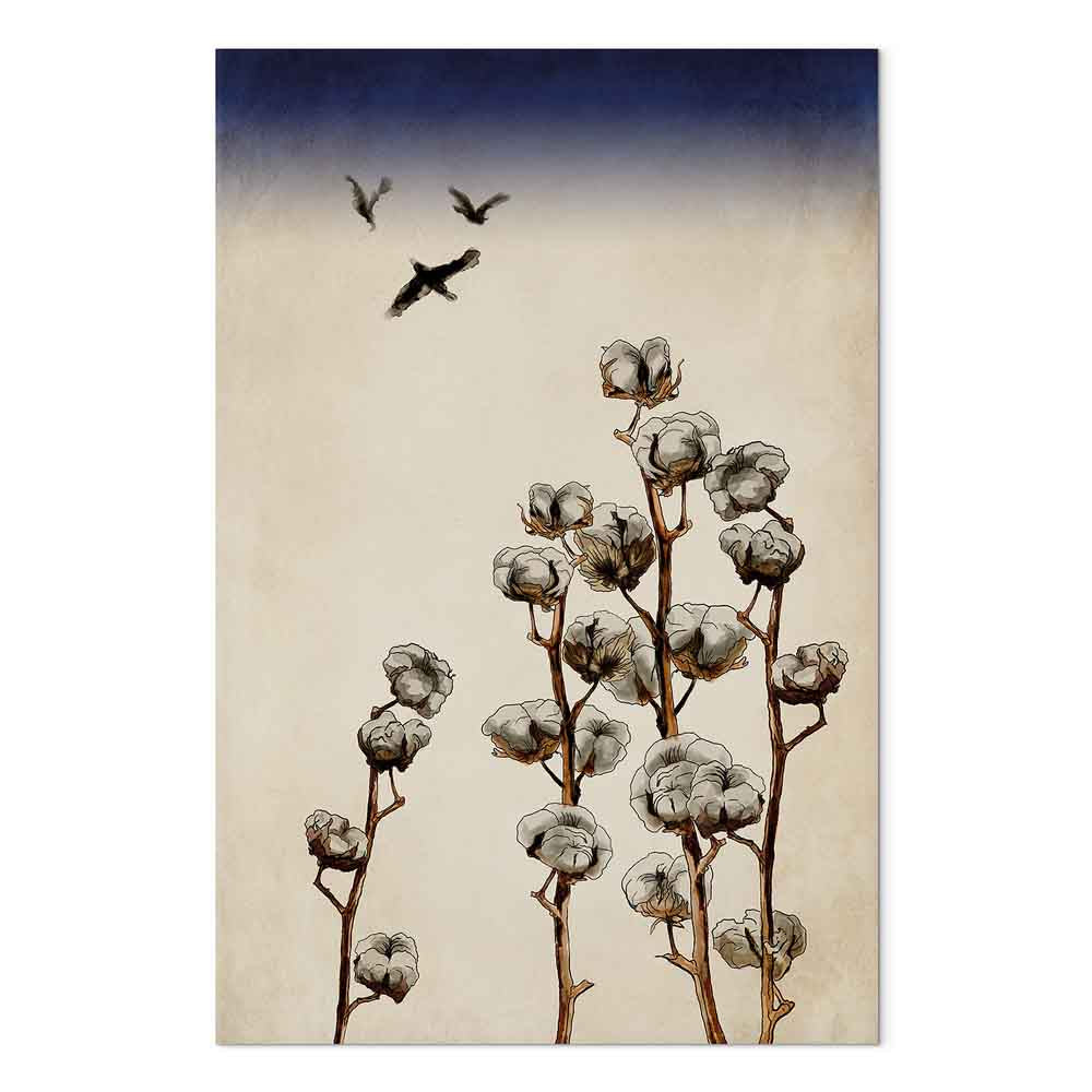 Cotton Branches Vintage Floral Canvas Print
