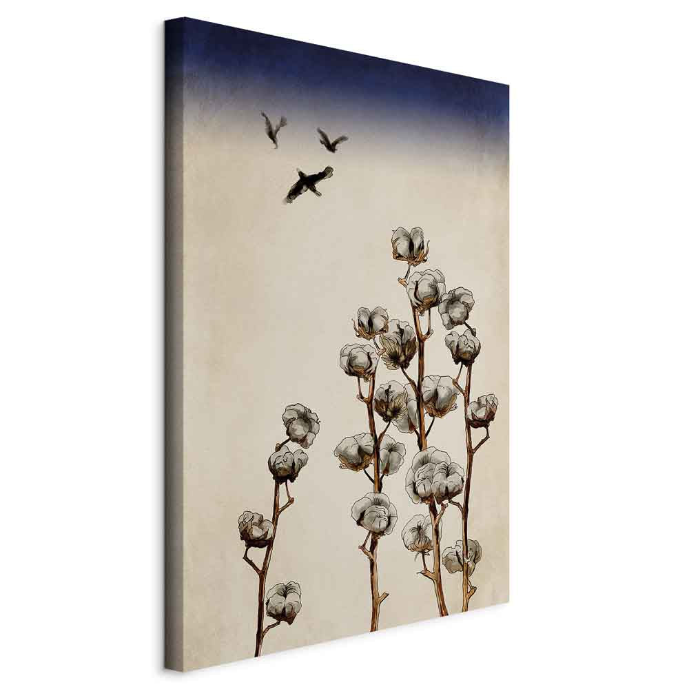 Cotton Branches Vintage Floral Canvas Print