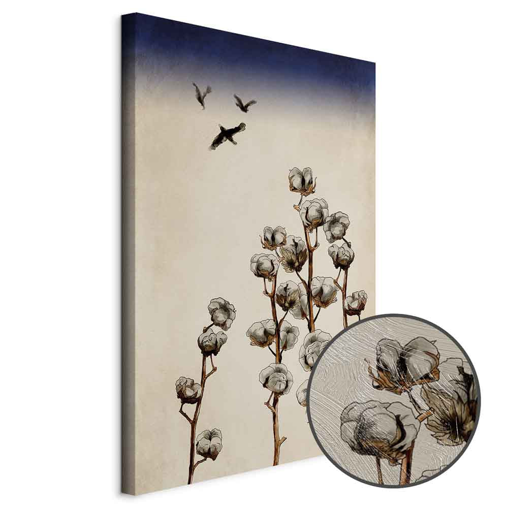 Cotton Branches Vintage Floral Canvas Print