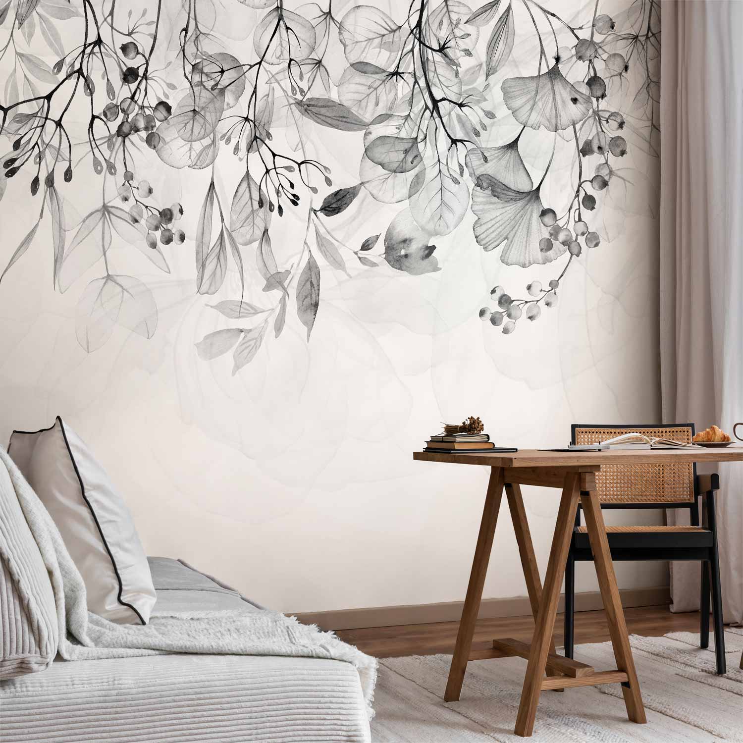 Foggy Nature Grey Wall Mural