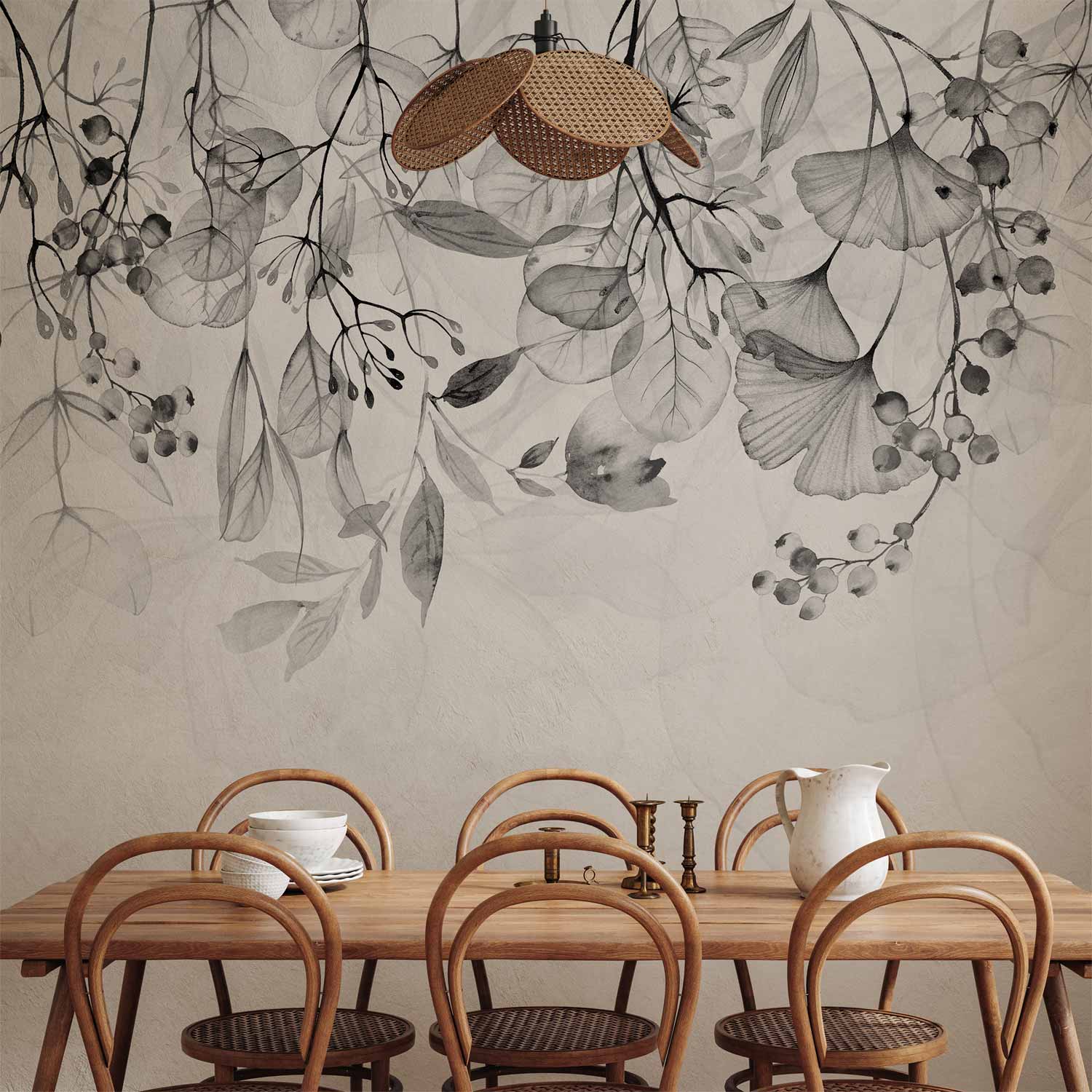 Foggy Nature Grey Wall Mural