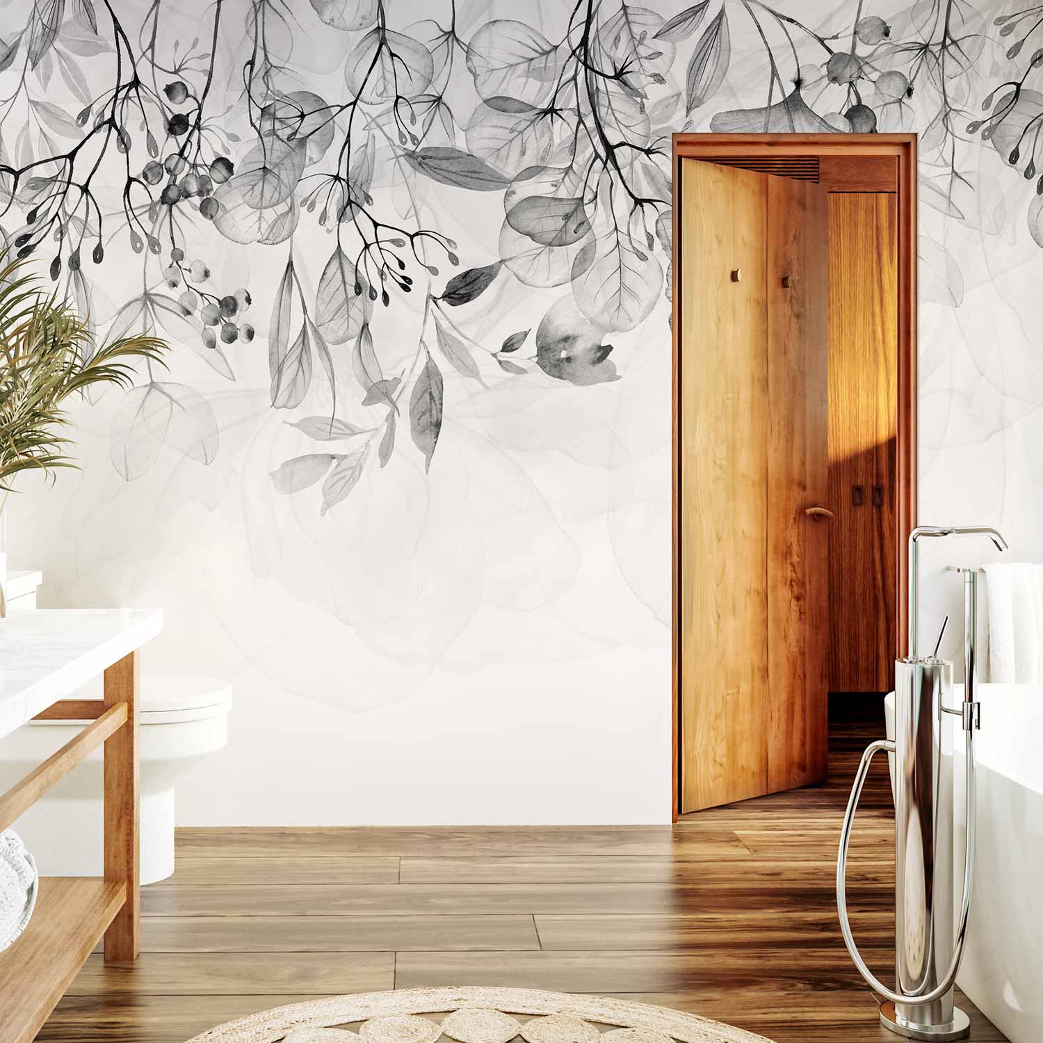 Foggy Nature Grey Wall Mural