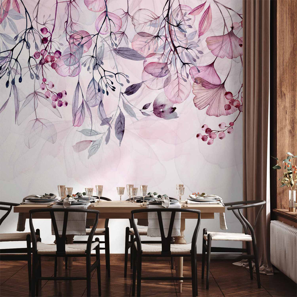 Foggy Pink Nature Wall Mural