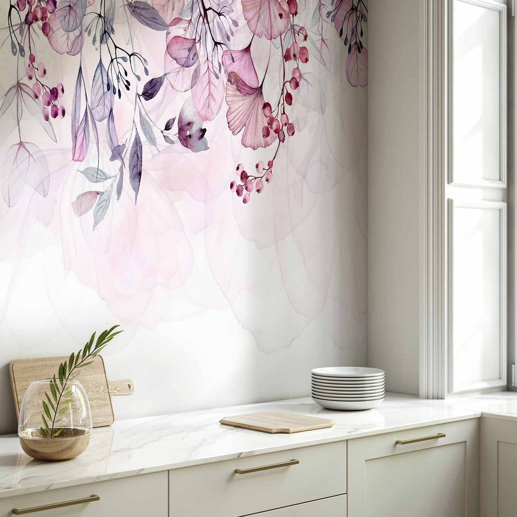 Foggy Pink Nature Wall Mural