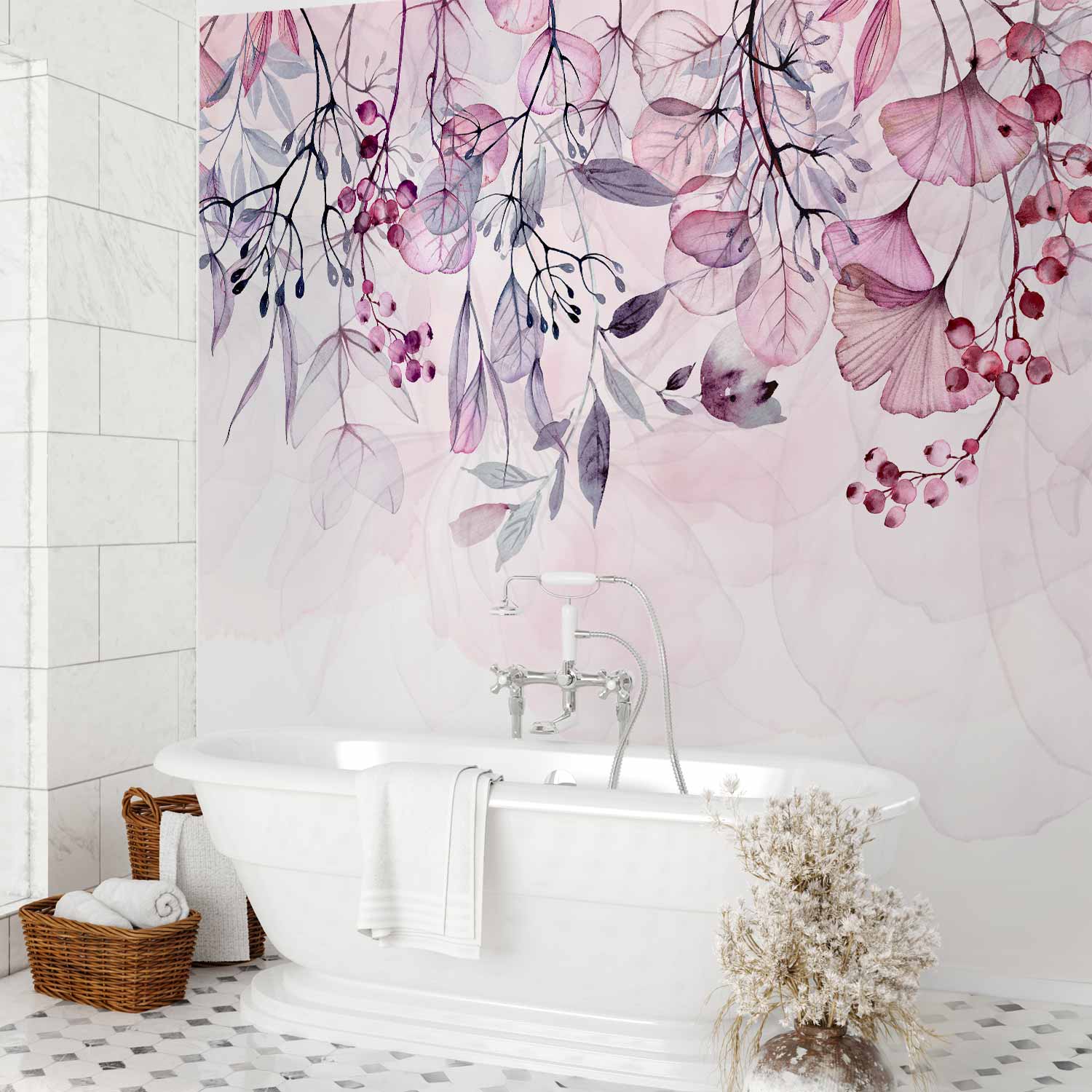 Foggy Pink Nature Wall Mural