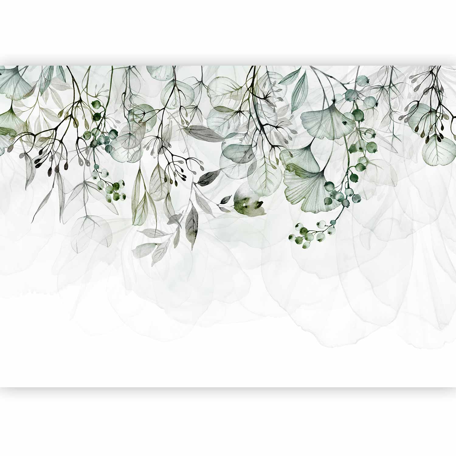 Foggy Green Nature Wall Mural