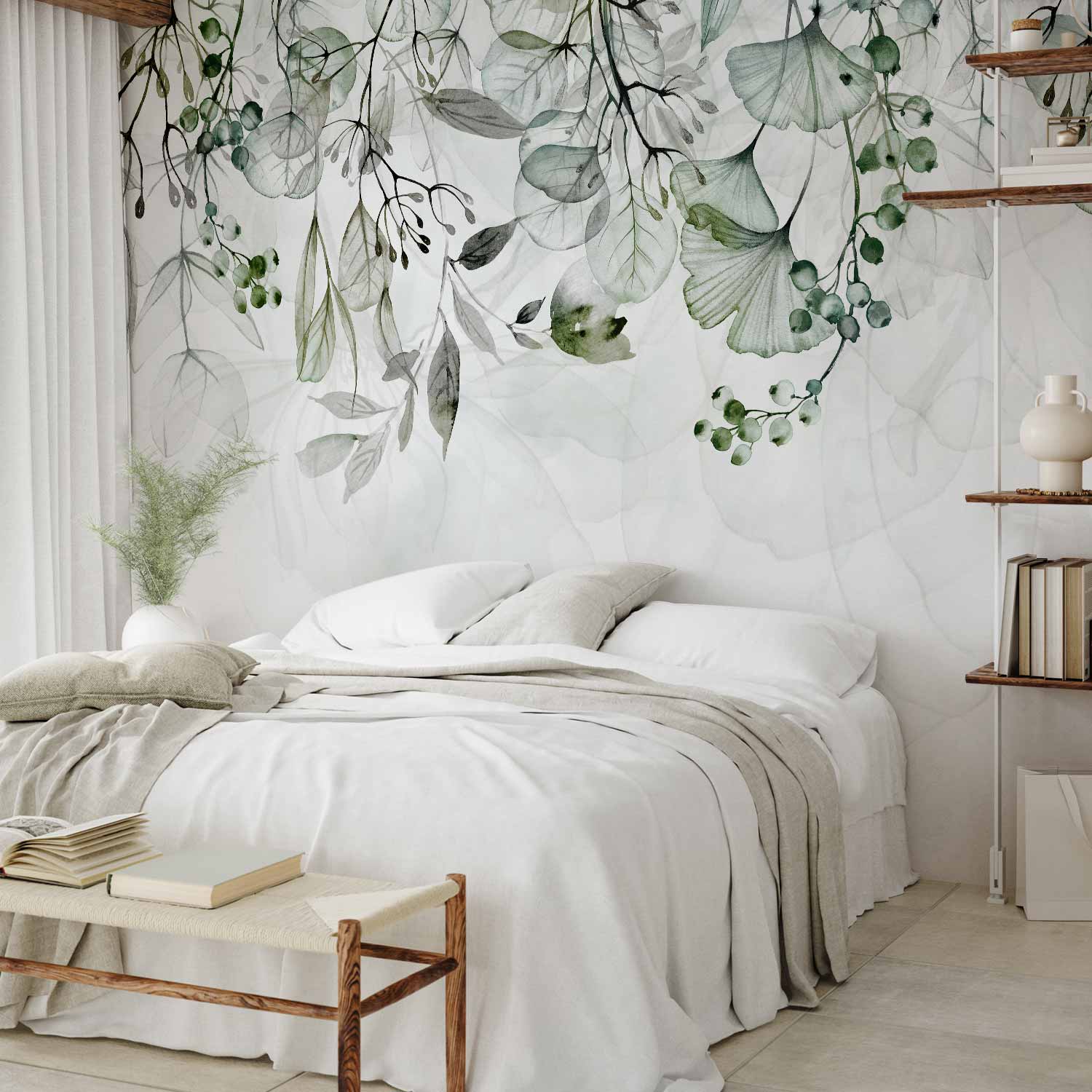Foggy Green Nature Wall Mural