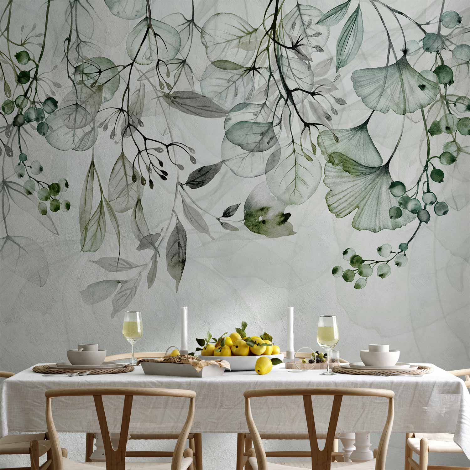 Foggy Green Nature Wall Mural