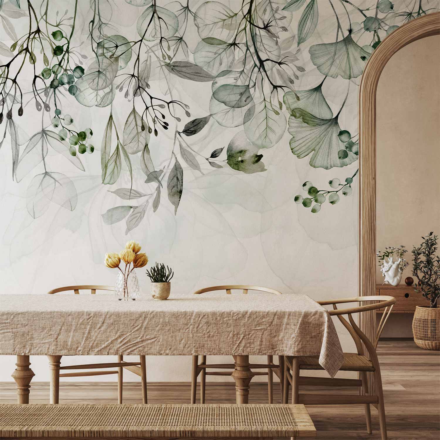 Foggy Green Nature Wall Mural