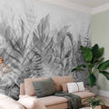 Black and White Forest Leaves Wall Mural