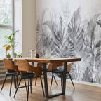 Black and White Forest Leaves Wall Mural