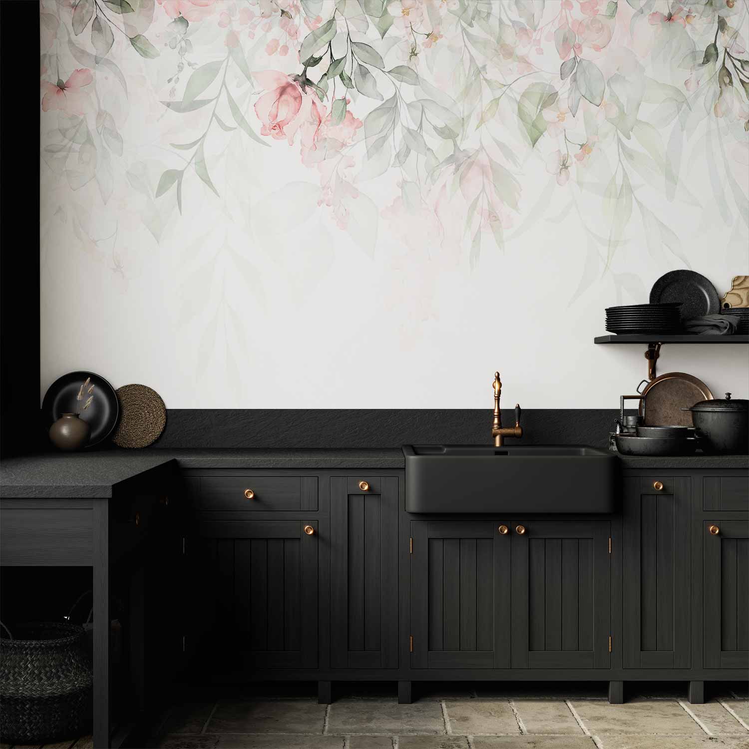 Rose Waterfall Floral Wall Mural